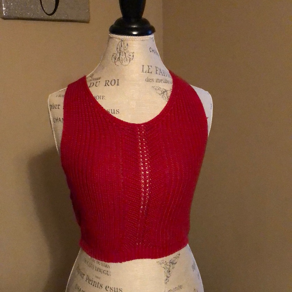 Dynamite Sweater Crop Top with Open Back